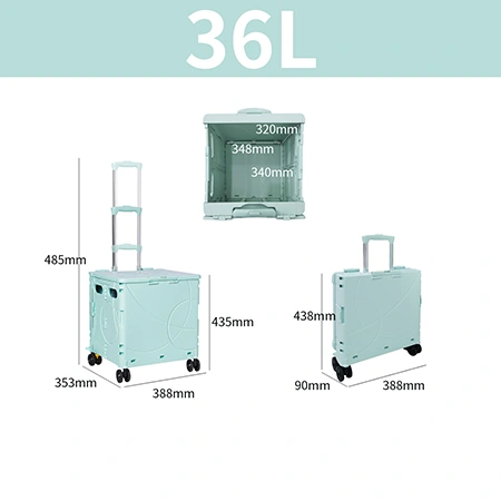 Carrito plegable con caja de 4 ruedas