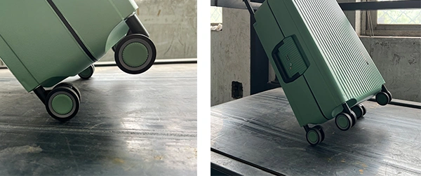 Prueba de durabilidad de las ruedas del equipaje